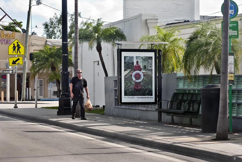 Installation view, bus shelter project: John Anderson City Limits, site95 at Locust Projects, on view through September, 2012, Courtesy of Locust Projects, Miami, photo: Ginger Photography