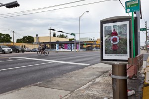 Installation view, bus shelter project: John Anderson City Limits, site95 at Locust Projects, on view through September, 2012, Courtesy of Locust Projects, Miami, photo: Ginger Photography