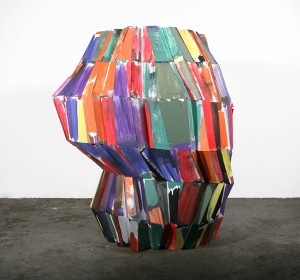 Tamara Zahaykevich, Checkered Bluffs, 2012, polystyrene foam, foam board, acrylic paint, 35x30x30in