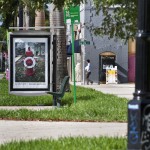 Installation view, bus shelter project: John Anderson City Limits